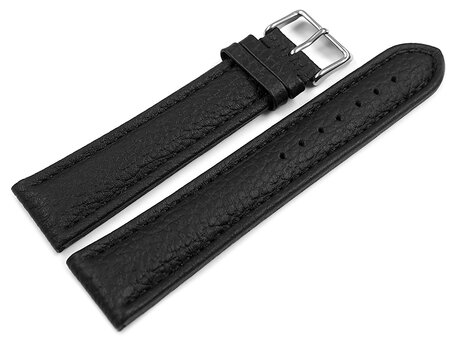 Correa reloj - Piel de ternera-grabado-negro/costura Negra 20mm Acero