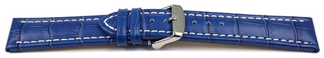 Correa reloj - Hebilla-Tenera-Estampado de cocodrilo-azul 20mm Acero