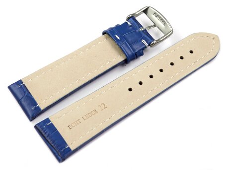 Correa reloj - Hebilla-Tenera-Estampado de cocodrilo-azul 20mm Acero