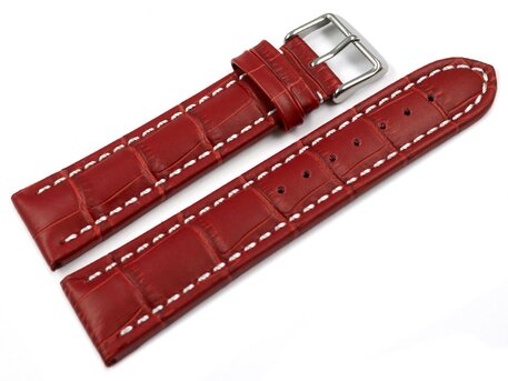 Correa reloj - Hebilla-Tenera-Estampado de cocodrilo-rojo 20mm Acero