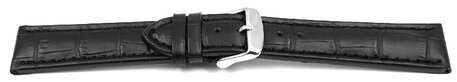 Correa reloj-Tenera-Estampado de cocodrilo-negro/Costura negra 22mm Dorado