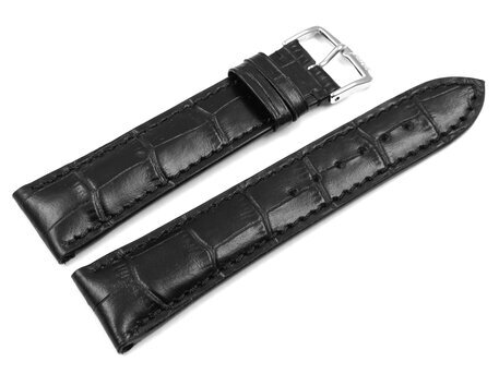 Uhrenarmband - RIOS - Kroko Prgung - art manuel - schwarz - 21 mm Stahl