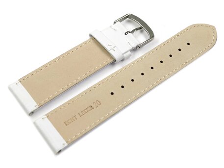 Correa reloj - Hebilla - sin acolchado - lisa - blanco 20mm Acero