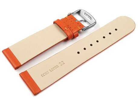 Correa reloj - Lisa con Agujeros - Hebilla - naranja 20mm Acero