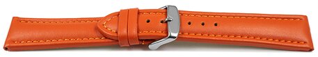 Correa reloj - Piel de ternera - lisa - Hebilla - naranja 22mm Acero