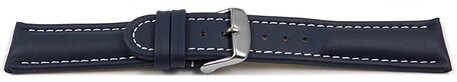 Correa reloj - Piel de ternera lisa - Hebilla - azul oscuro 20mm Acero