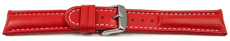 Correa reloj - Piel de ternera lisa - Hebilla - rojo 22mm Acero