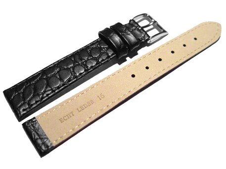 Correa reloj - Cuero autntico - Modelo Safari - negro 16mm Dorado