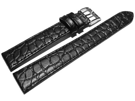 Correa reloj - Cuero autntico - Modelo Safari - negro 22mm Acero
