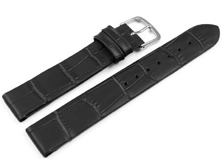 Uhrenarmband fr feste Stege - Kroko Prgung - schwarz - 18mm Stahl