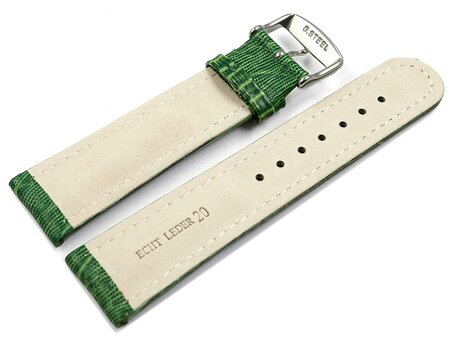 Correa reloj - Piel de ternera - estampado de tej - verde 18mm Acero