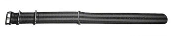 Correa Nato -Tejido de nylon- listas negras y gris 18mm