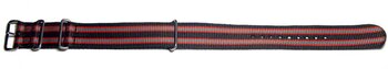 Uhrenarmband - Nylon - Nato - schwarz-rot-grau 24mm