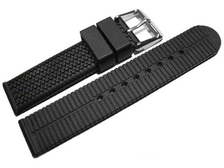 Correa reloj - Silicona - Textura - Hebilla - negro 18mm Acero