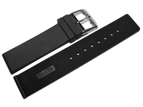 Correa reloj - Silicona - Lisa - Hebilla - negro 12mm Acero