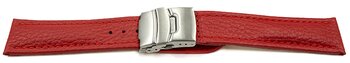 Correa reloj - Piel de ternera-grabado-rojo 20mm Acero