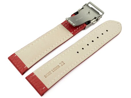 Correa reloj - Piel de ternera-grabado-rojo 24mm Acero
