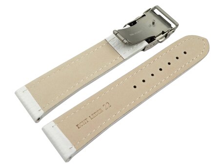 Correa reloj - Piel de ternera-grabado-blanco 20mm Acero
