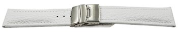 Correa reloj - Piel de ternera-grabado-blanco 22mm Acero