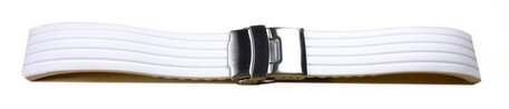 Correa reloj - Silicona - Raya - Deployante - blanco 18mm