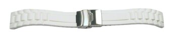 Faltschließe - Uhrenarmband Silikon - Design - weiß 16mm