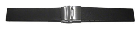 Correa reloj -Silicona-Lisa-Deployante de seguridad -negro 18mm