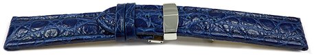 Correa reloj - Piel de becerro - Deployante II - de color azul 18mm Acero
