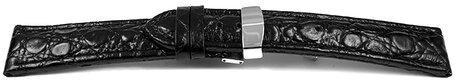 Correa reloj - Piel de becerro - Deployante II - de color negro 18mm Acero