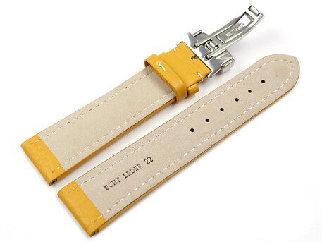Correa reloj-Piel de ternera-grabado-amarillo 18mm Dorado