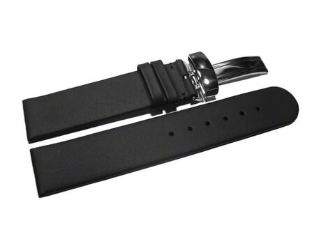 Correa reloj de cuero hidrfugo - Depl. II - negro, sin costura 22mm Acero