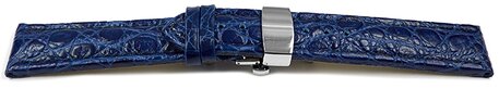 Corrrea reloj - becerro - Deployante de mariposa - African -azul 18mm negro