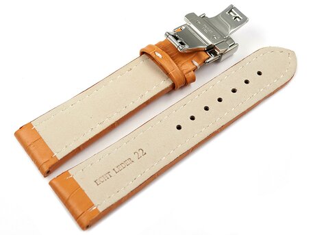 Correa reloj - Becerro - Estampado de cocodrilo - naranja 20mm Acero