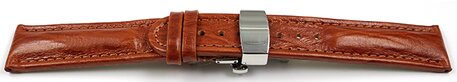 Corrrea reloj - becerro -Deployante de mariposa-Bark-marrn cl. 20mm Acero