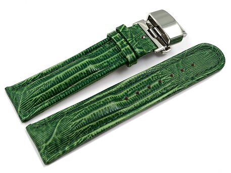 Correa reloj - Piel de ternera-estampado de tej-verde 20mm Acero