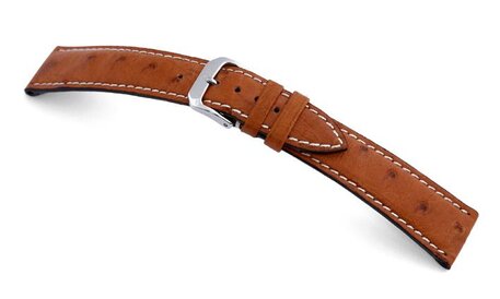Correa de reloj de avestruz auténtica RIOS 1931 - marrón claro - 18,19,20mm sobre 16mm