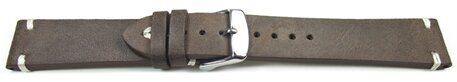 Uhrenarmband Rindleder - Rustikal - Soft Vintage - dunkelbraun 18mm Stahl