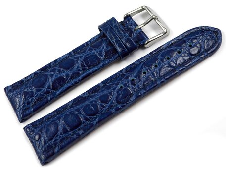 Correa reloj de piel de becerro - African - de color azul 18mm Acero