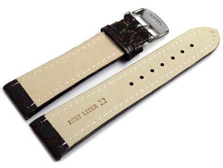 Correa reloj de piel de becerro - African - de color marrn 24mm Acero