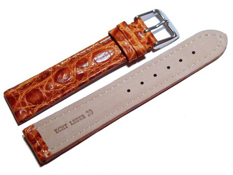 Correa reloj de piel de becerro-African-de color marrn claro 24mm Dorado