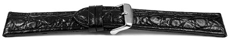 Correa reloj de piel de ternera - African - de color negro 18mm Acero
