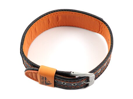 Correa Casio de tela/cuero negro -costura naranja- para reloj PRG-510GB-4