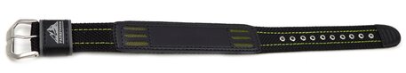 Correa para reloj Casio tela/ cuero de color negro costura verde para PRG-1500GB, PAW-1500GB, PRW-1500GB