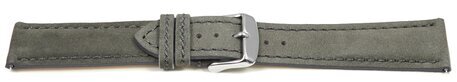 Uhrenarmband Leder pflanzlich gegerbt grau mit Schnellwechsel-Federsteg 18mm Stahl