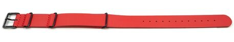 Uhrenarmband - Rot - echtes Leder - Nato - Schwarze Metallteile 18mm