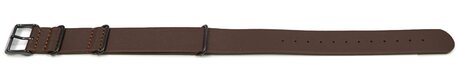 Correa de reloj de cuero genuino marrón oscuro Nato piezas de metal negro 18mm 20mm 22mm 24mm
