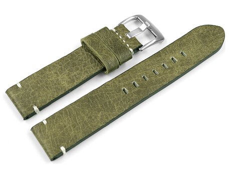 Uhrenarmband Herren grn-braun Vintage Leder ohne Polster 20mm 22mm 24mm
