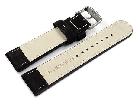 XL Uhrenarmband Wasserbffel Leder schwarz 18mm Stahl
