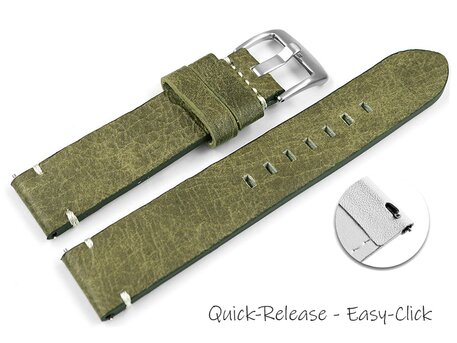 Schnellwechsel Uhrenarmband grn-braun Vintage Leder ohne Polster 20mm 22mm 24mm