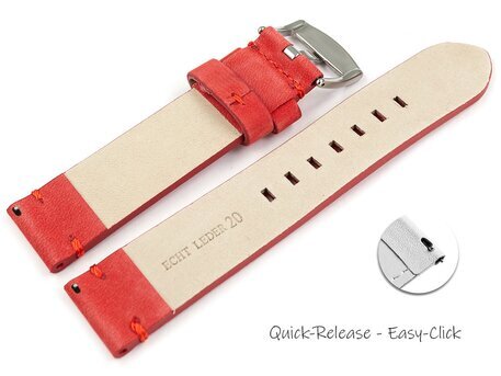 Schnellwechsel Uhrenarmband rot Veluro Leder ohne Polster 18mm 20mm 22mm 24mm