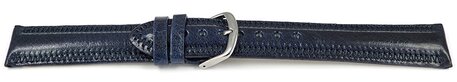 Schnellwechsel Uhrenarmband leicht glnzendes Leder dunkelblau mit Zickzack Naht 18mm 20mm 22mm 24mm